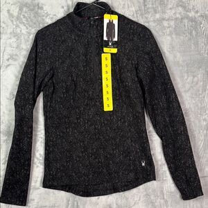 NWT New Spyder Active Soft Charcoal 1/4 Zip Pullover Top Size Small